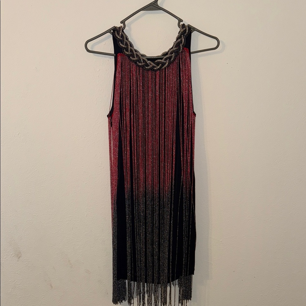 Flapper Elegant Red and Black Fringe Dress perfect costume